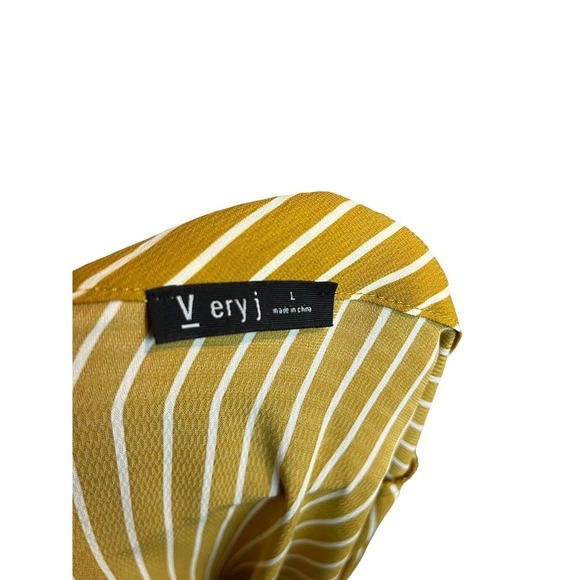 V ery j Striped Woven Duster Long Puff Sleeve,Ruffled Hem Line for - Picture 11 of 14